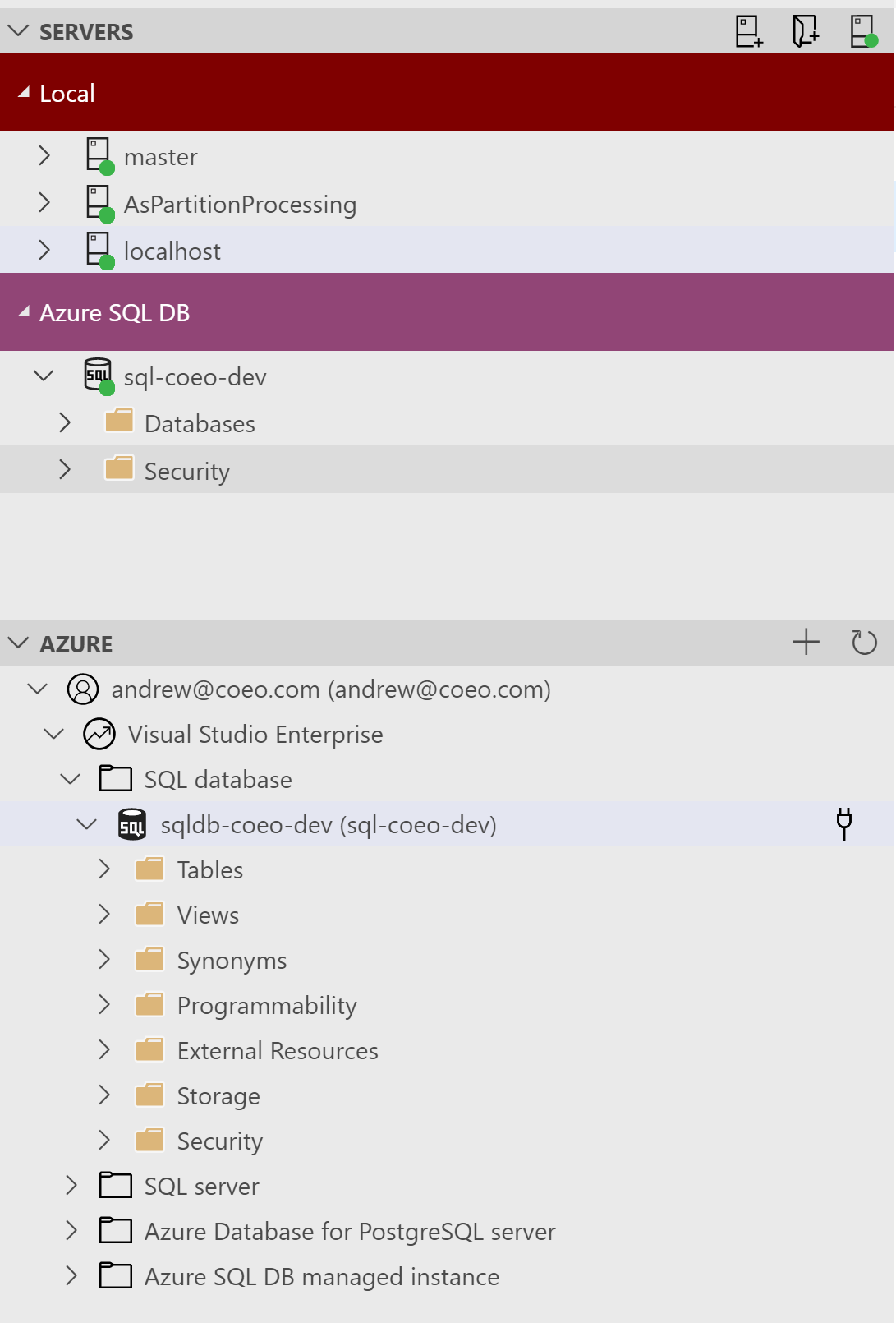 Azure Data Studio connections